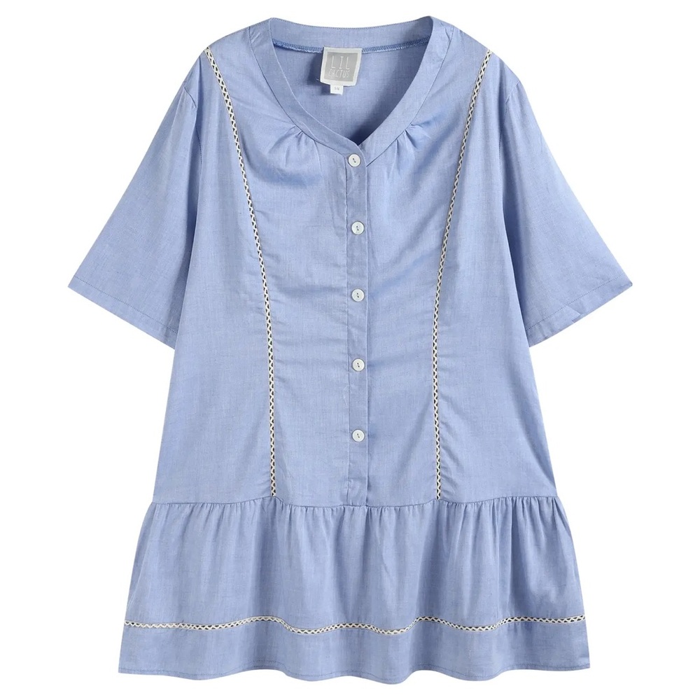 Blue Button-Down Women's Pajama Top